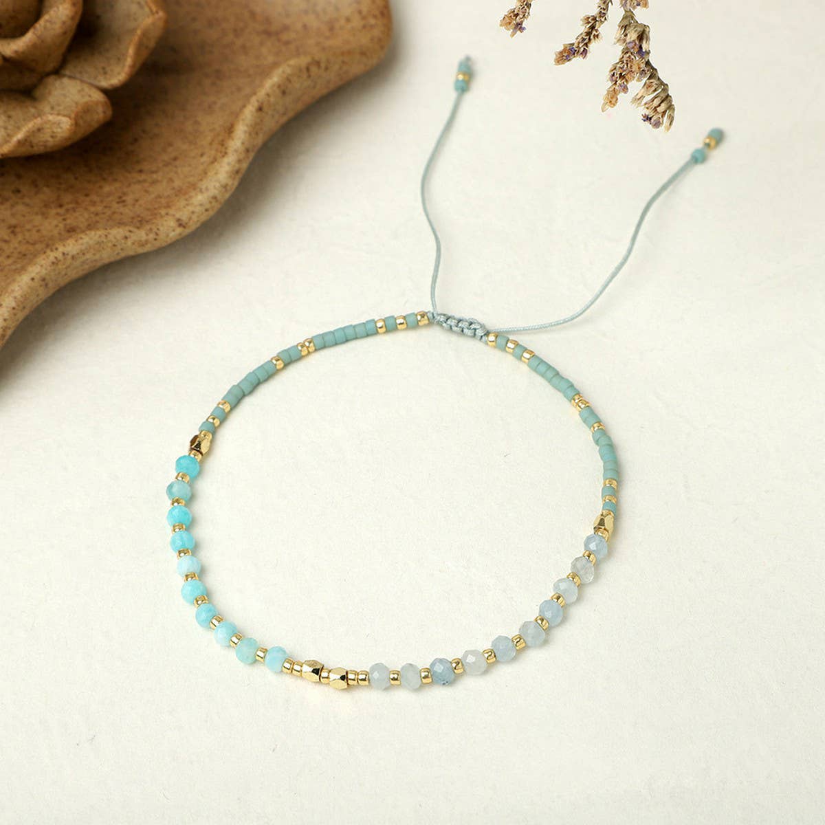 CWAJE4564_HAND WOVEN SEMI-PRECIOUS STONE BRACELET