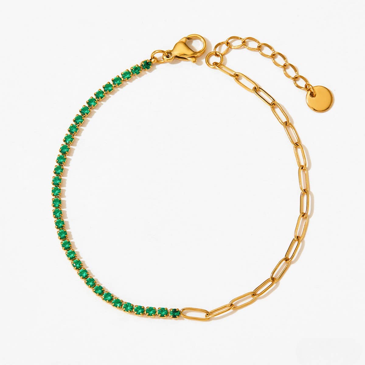 Solid Color Zirconia Stainless Steel Bracelet_CWMM5702