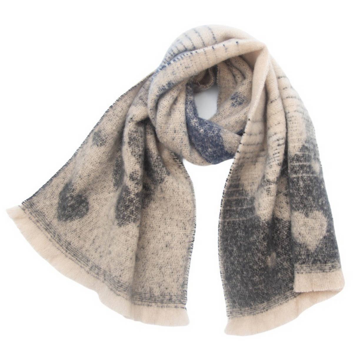 Heart Pattern Circle Yarn Scarf - Women's Wrap