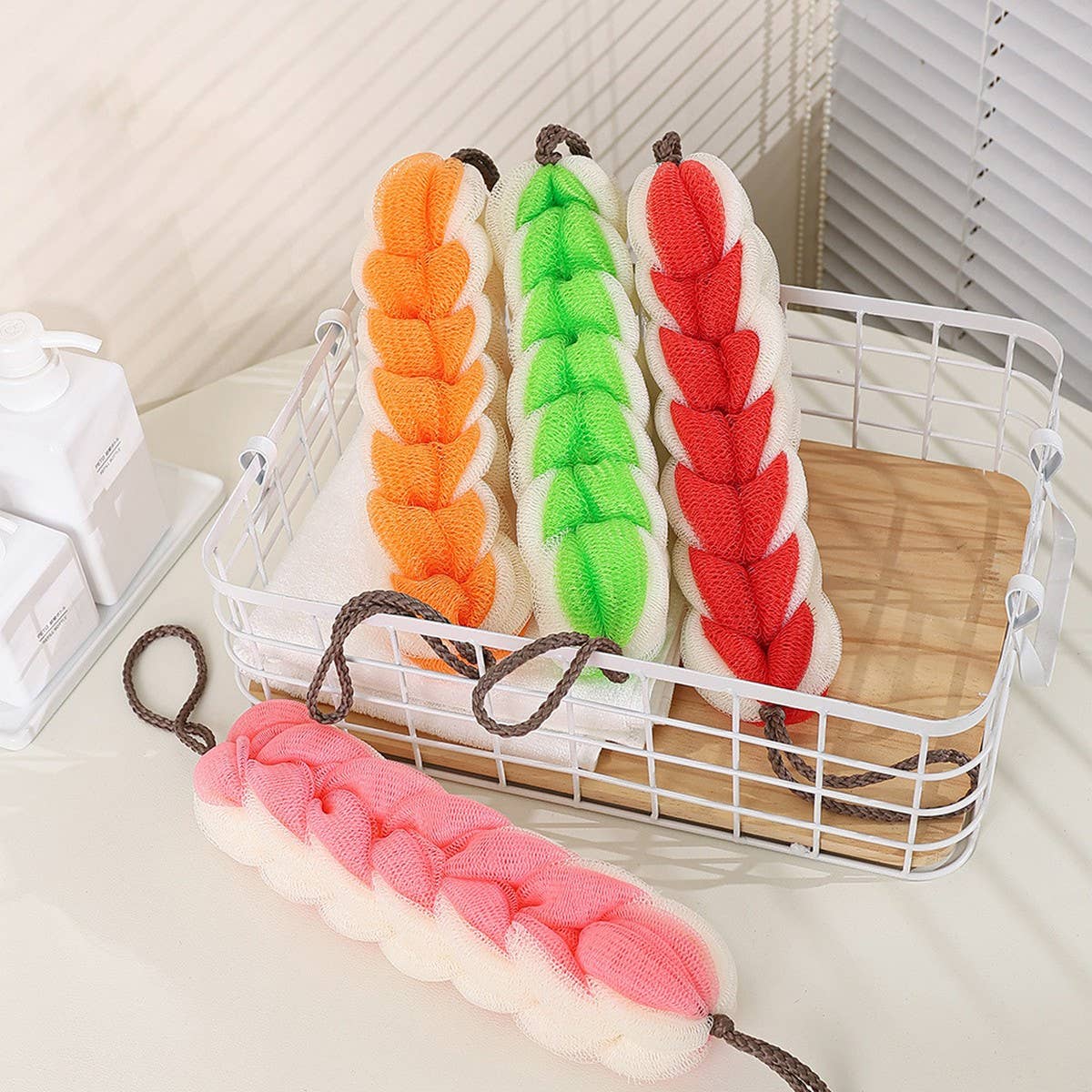 BATH POUF DOUBLE LAYER LARGE THICK LONG BATH BALL_CWMM3367