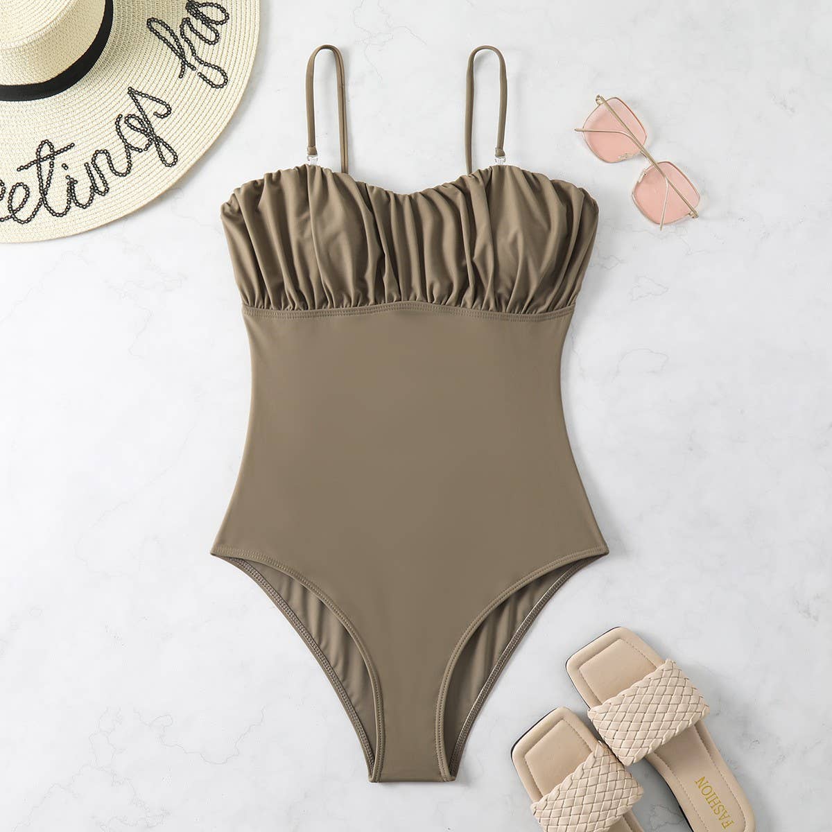 WOMEN'S ONE PIECE SUSPENDER BIKINI SWIMSUIT
