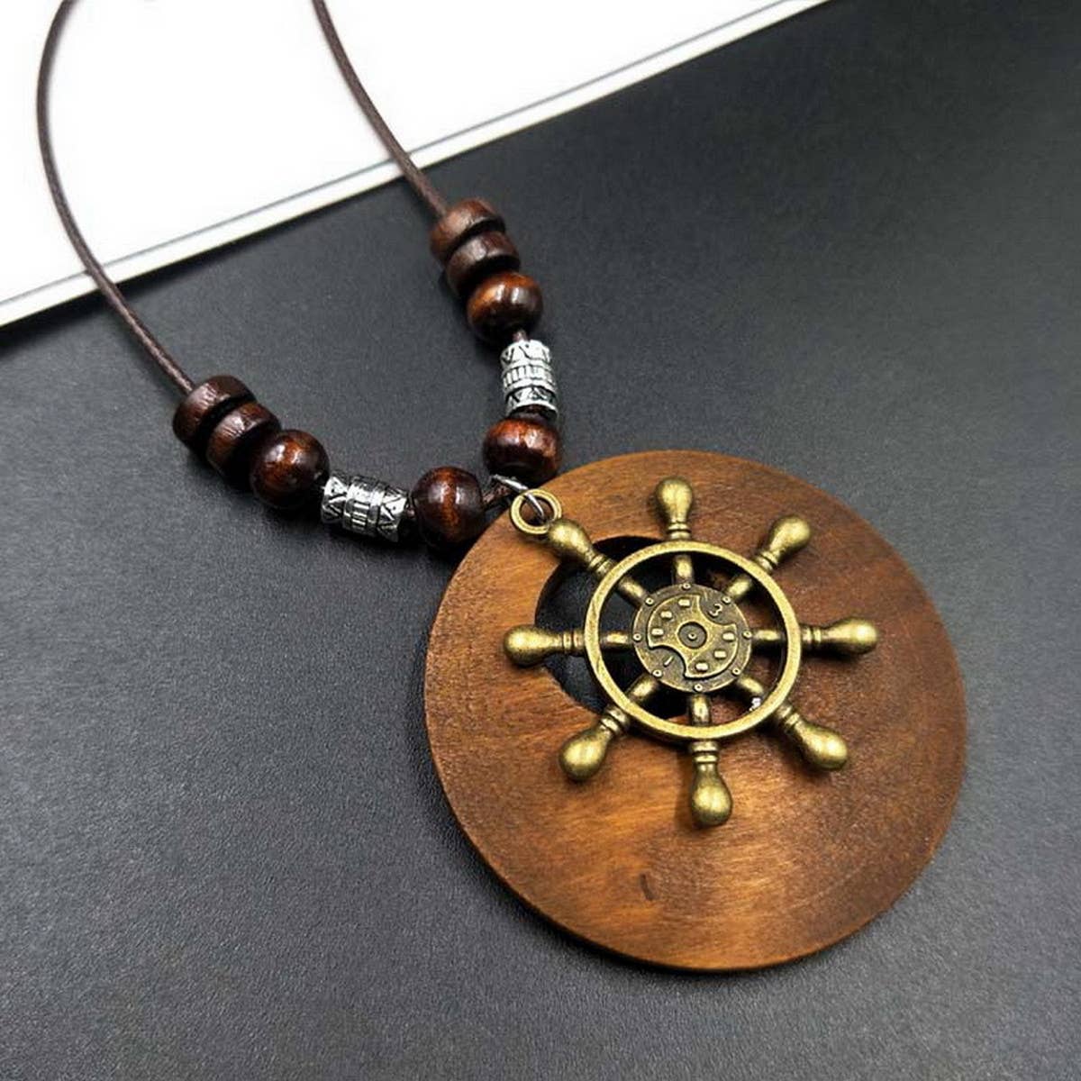 VINTAGE PERSONALIZED BEADED WOOD NECKLACE
