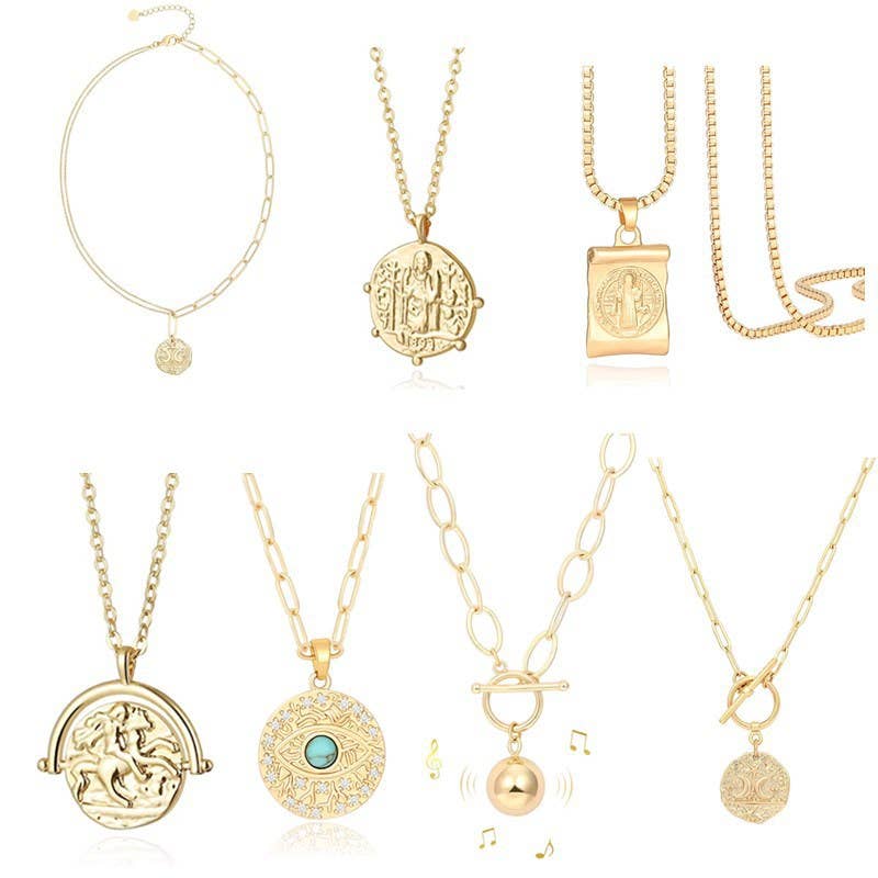 Gold Medal Moon and Star Pendant necklace