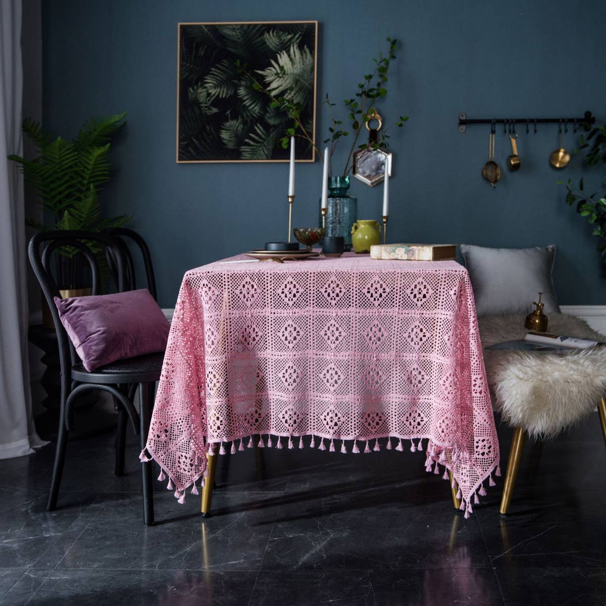 VINTAGE CROCHET OPENWORK TABLECLOTH