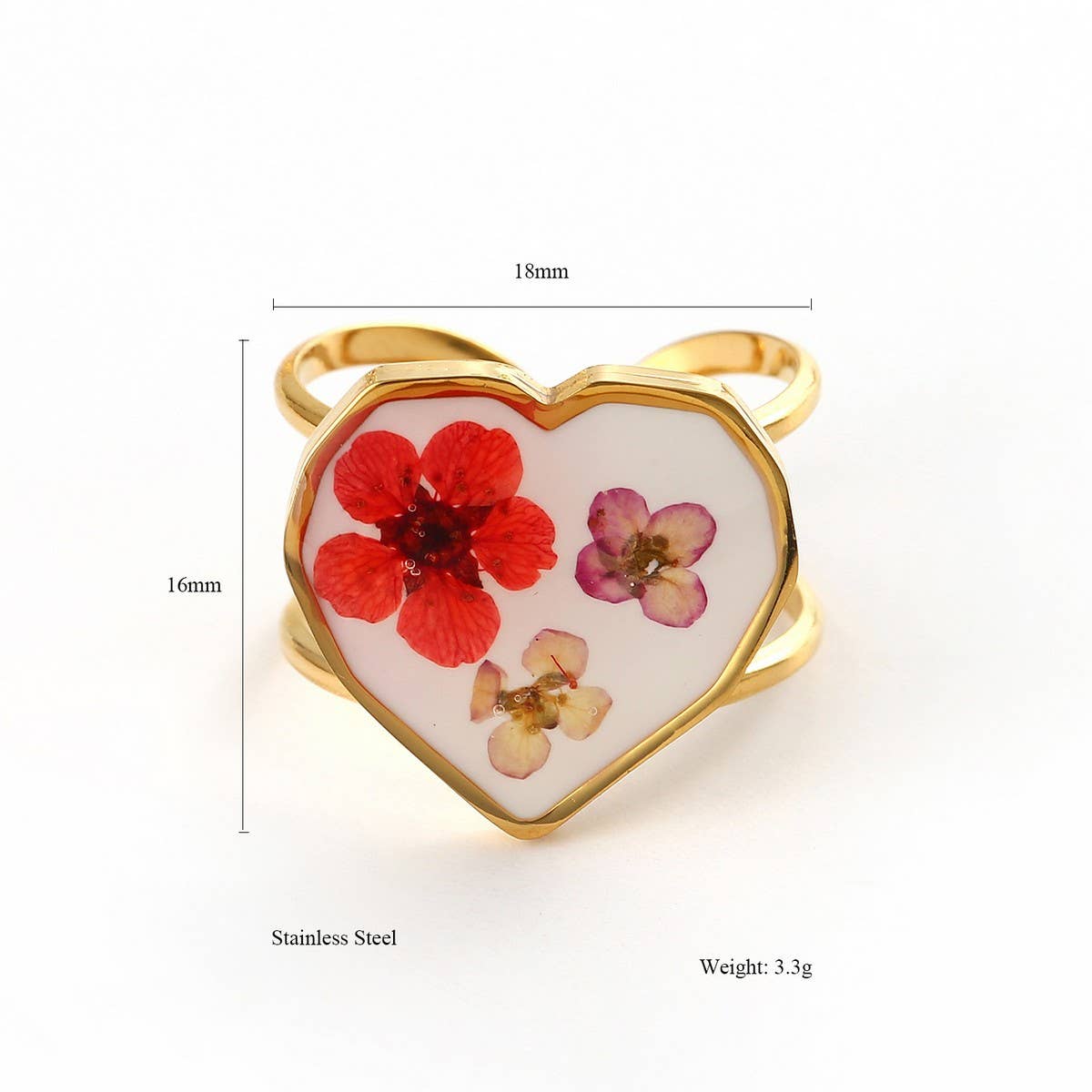 Open Adjustable Steel Ring with Dried Flowers_CWMM8930