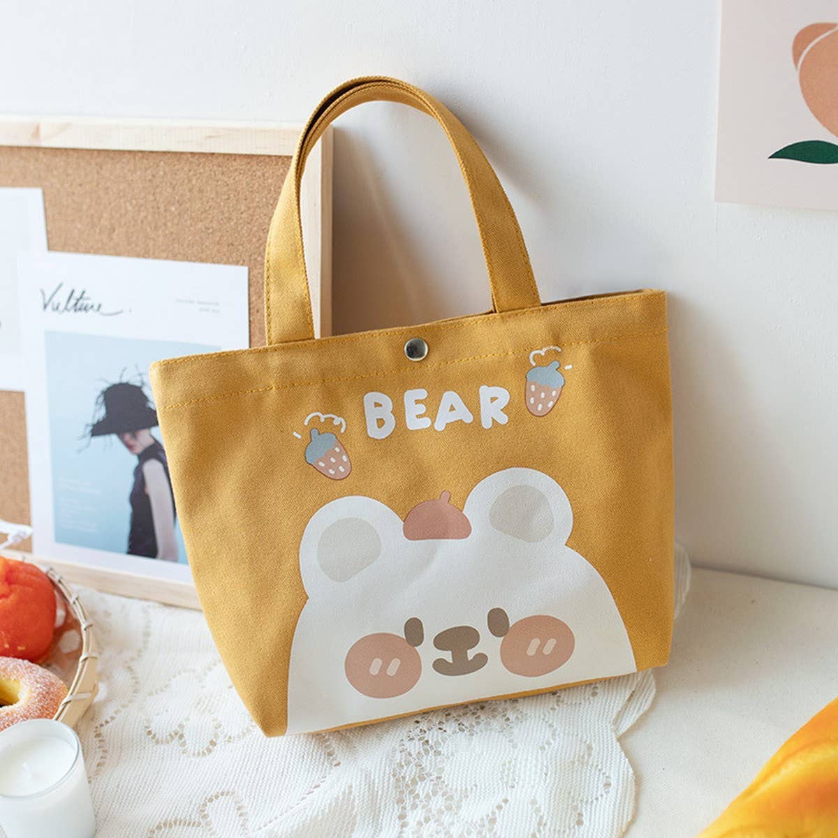 Spring Canvas Lunch Tote Bag for Women, Small_CWAB5671