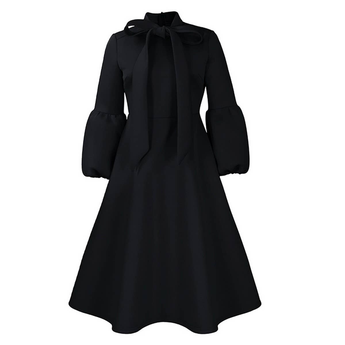 LANTERN SLEEVE HIGH WAIST BOW OVERSIZED DRESS_CWDMD3664