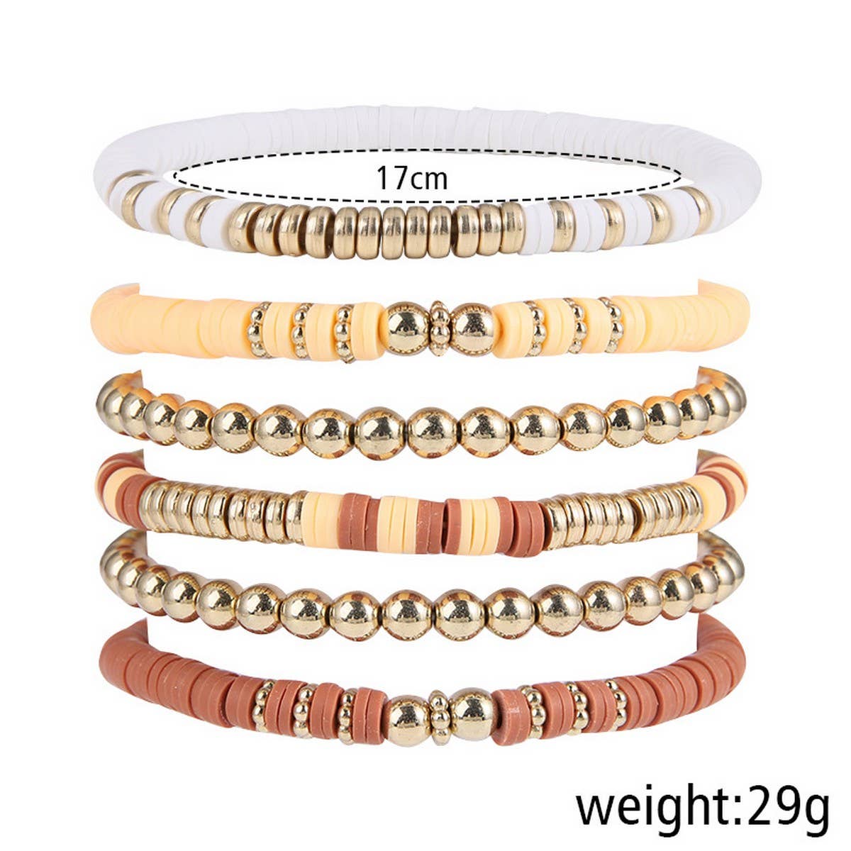 VINTAGE CLAY ROUND BEAD BRACELET SET JEWELRY