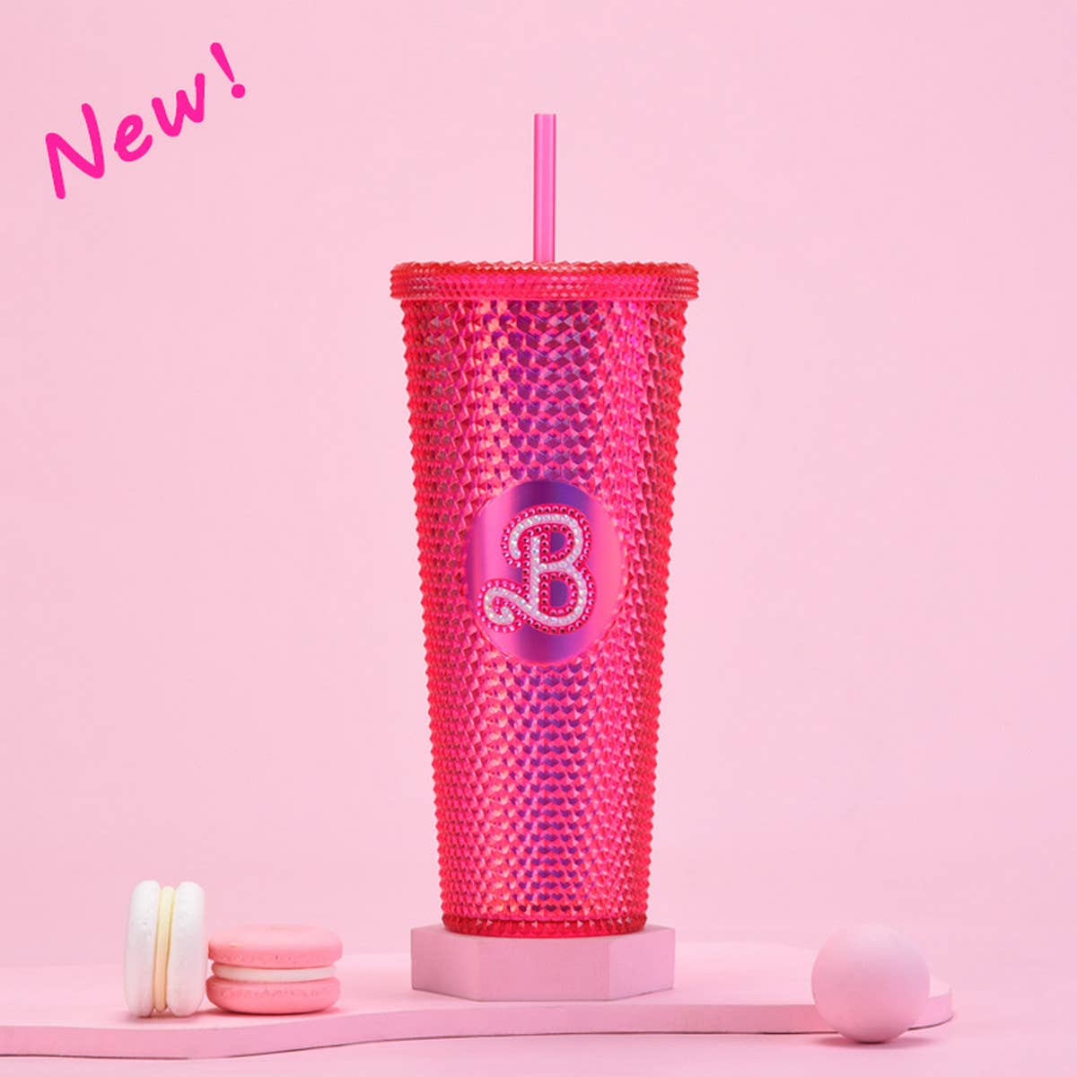 DOUBLE LAYER PORTABLE PLASTIC STRAW DIAMOND CUP