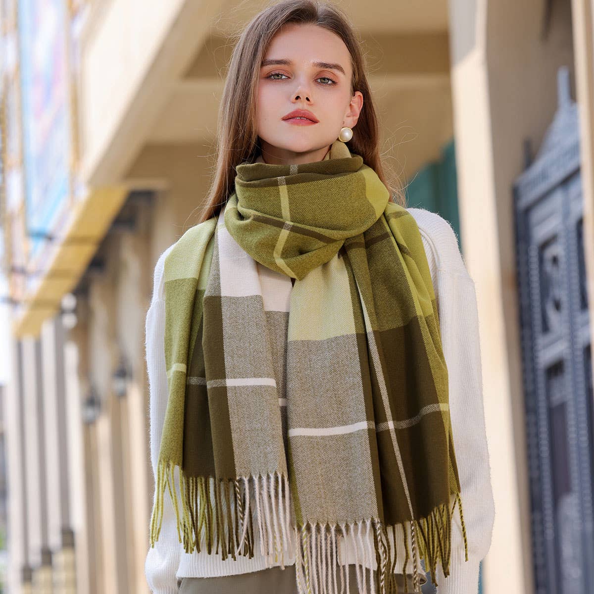 Dopamine color matching cashmere scarf - warm