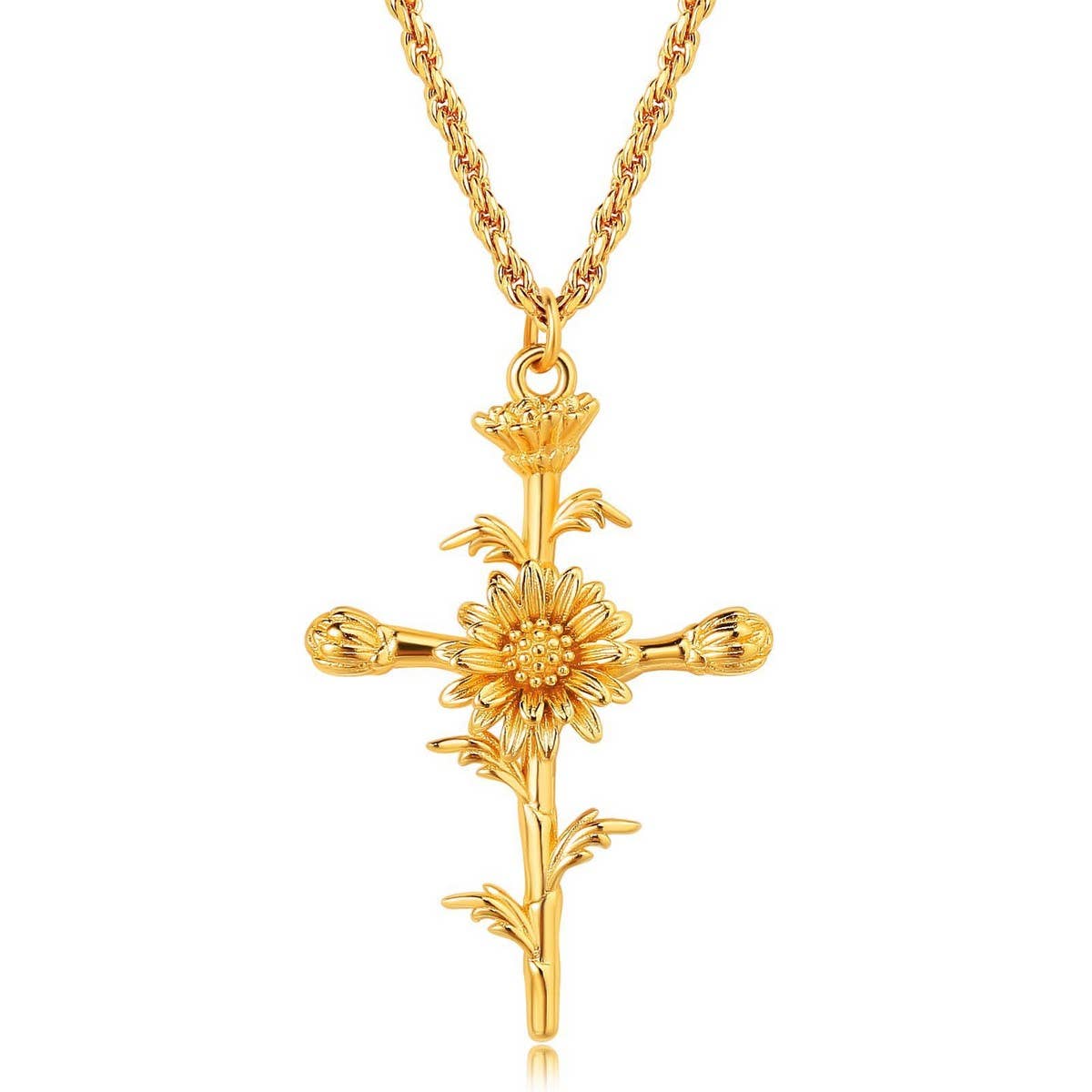NEW CREATIVE DECEMBER CROSS FLOWER NECKLACE
