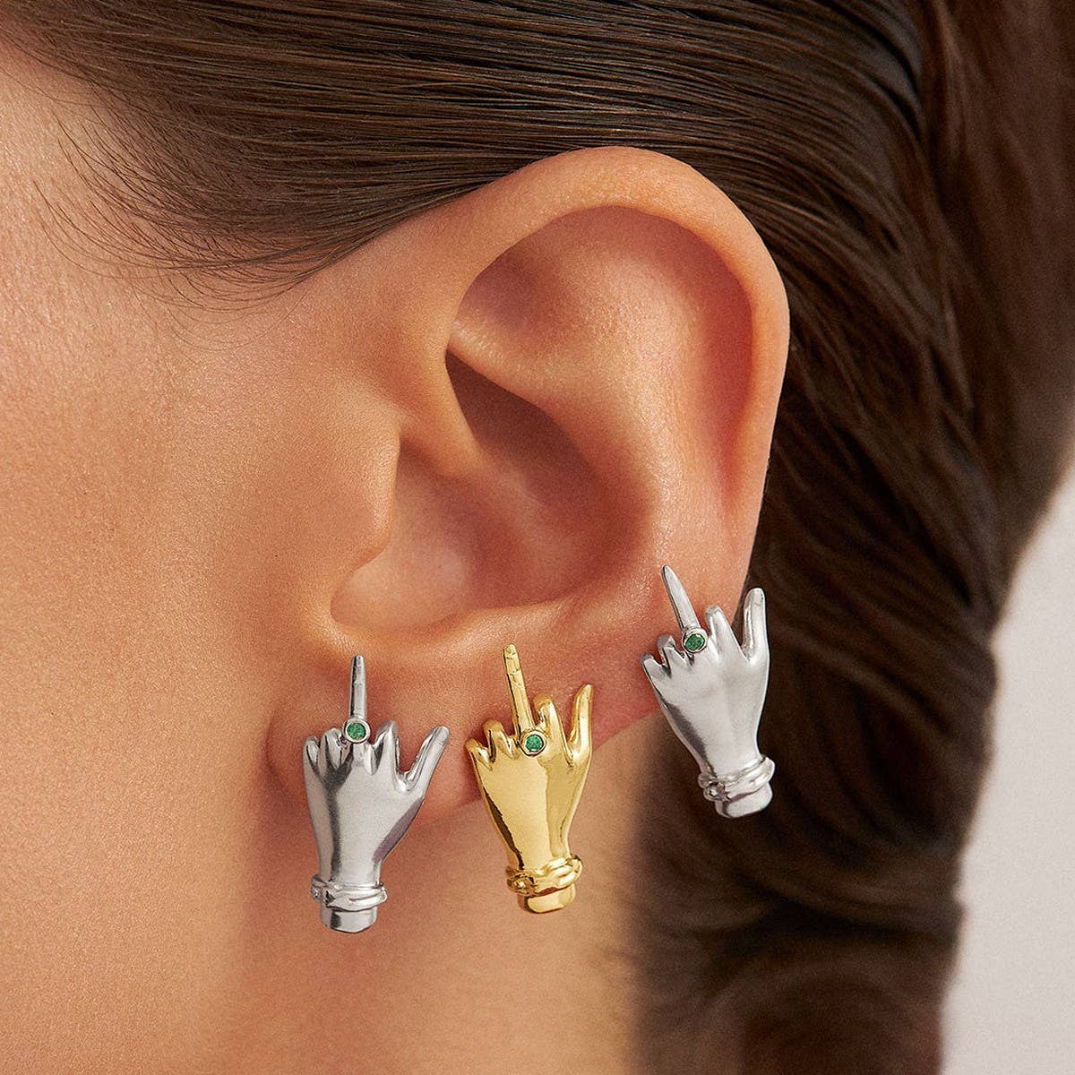 Trendy Niche Chain Design Gold Silver Earrings