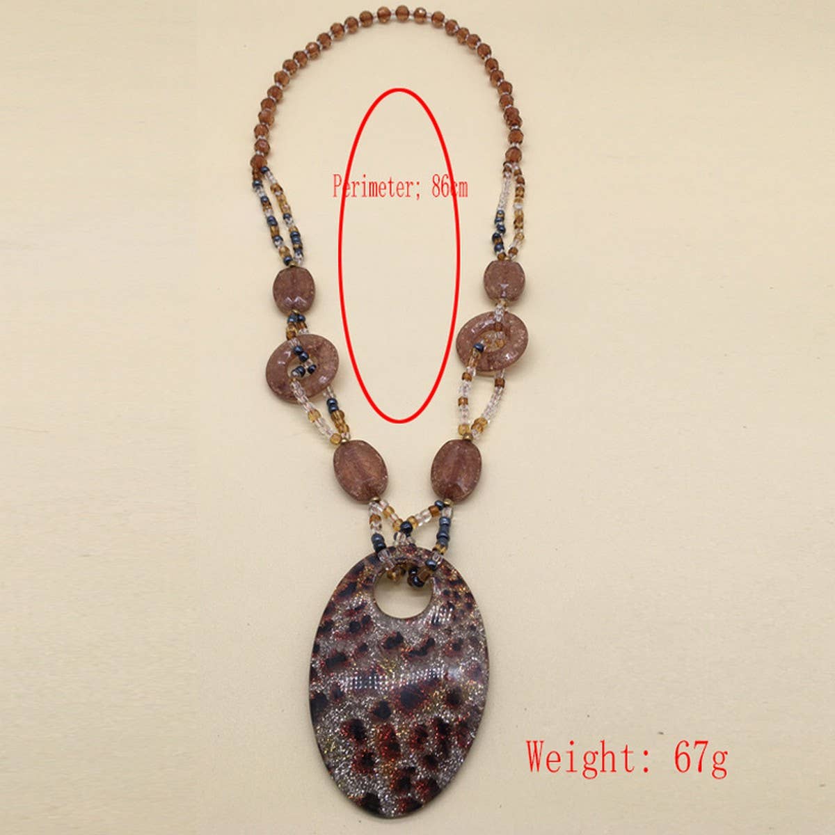 LEOPARD PRINT ACRYLIC LONG HANDMADE NECKLACE