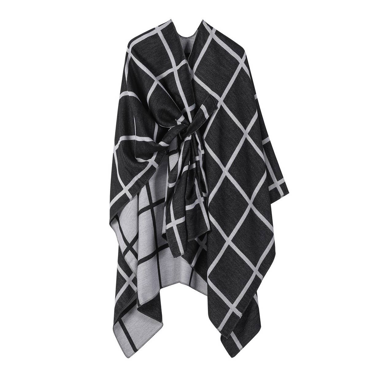 SOLID COLOR FASHIONABLE KNITTED SHAWL CAPE_CWASC2129