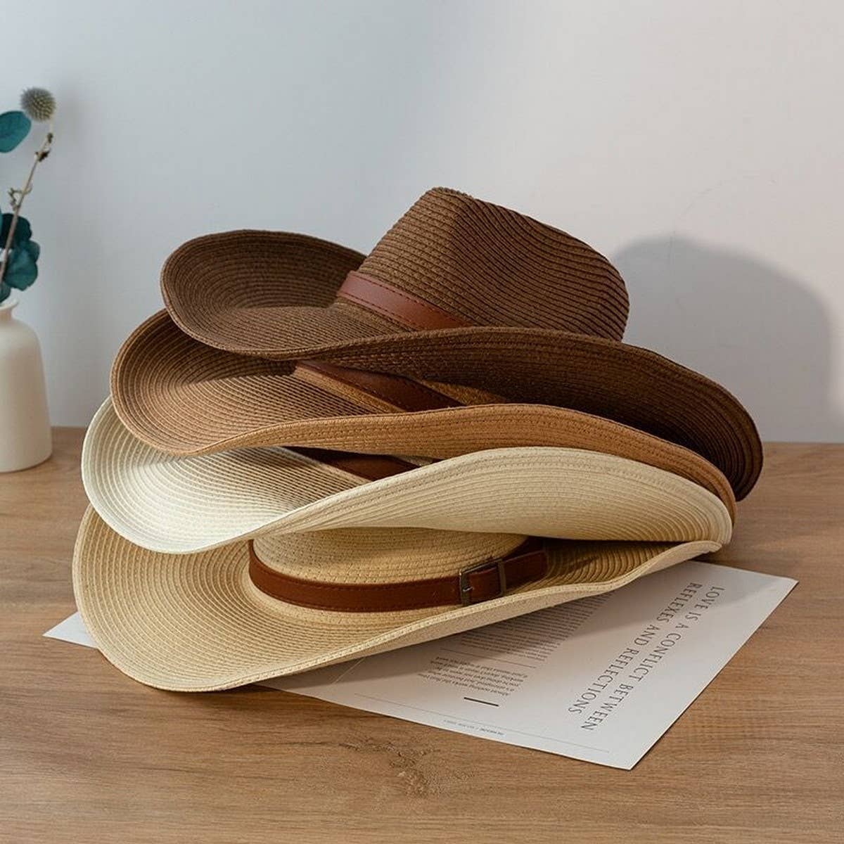 Wide Brim Straw Hat Summer Sun Protection_CWAH1158