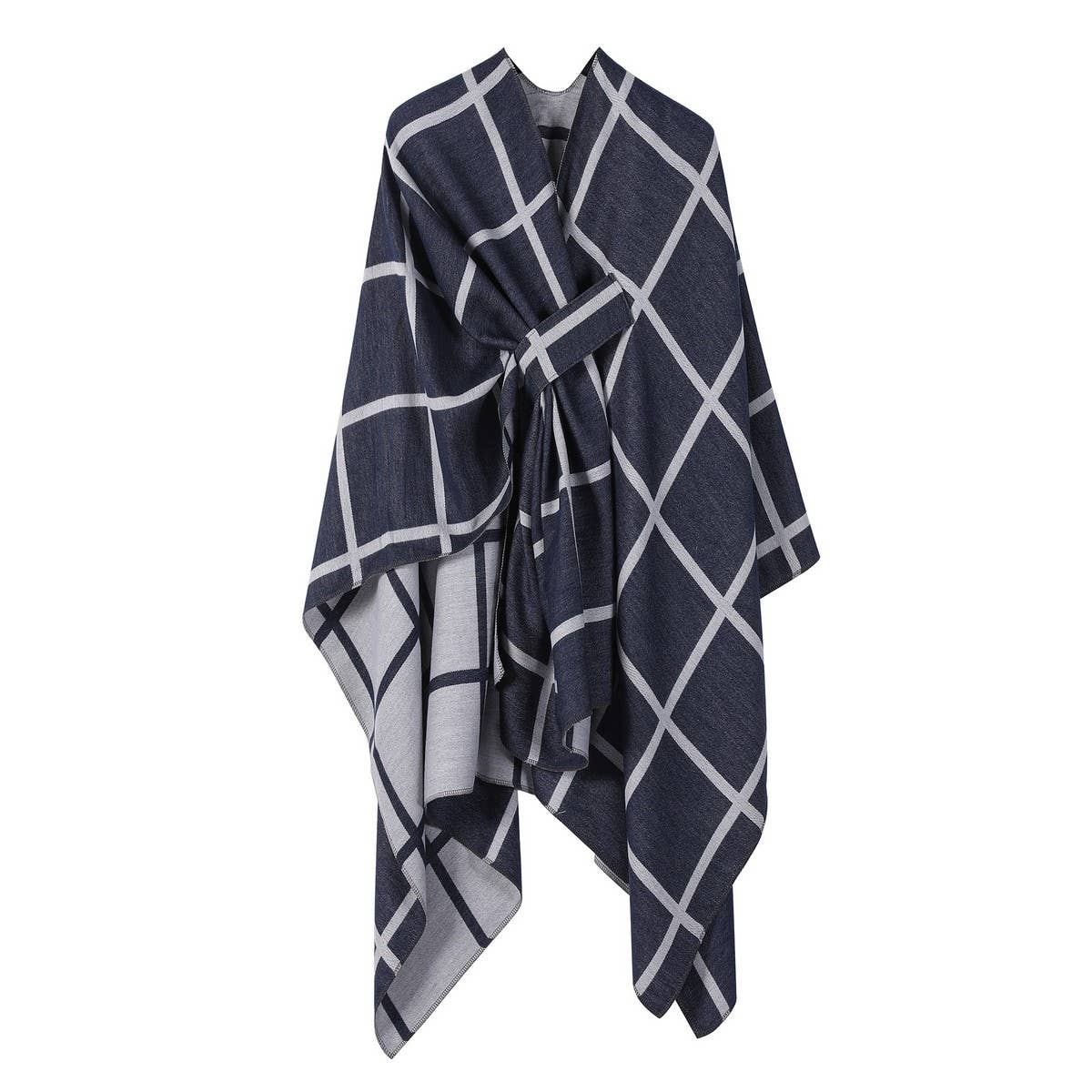 SOLID COLOR FASHIONABLE KNITTED SHAWL CAPE_CWASC2129