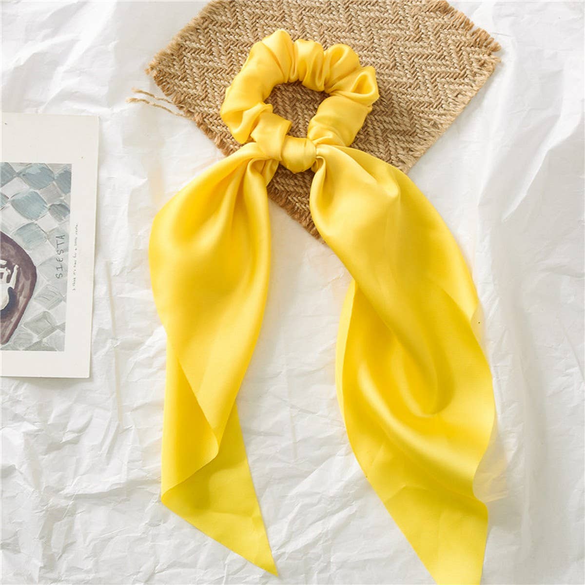 NEW SOLID COLOR KNOTTED RIBBON HAIR TIE_CWAHA0850