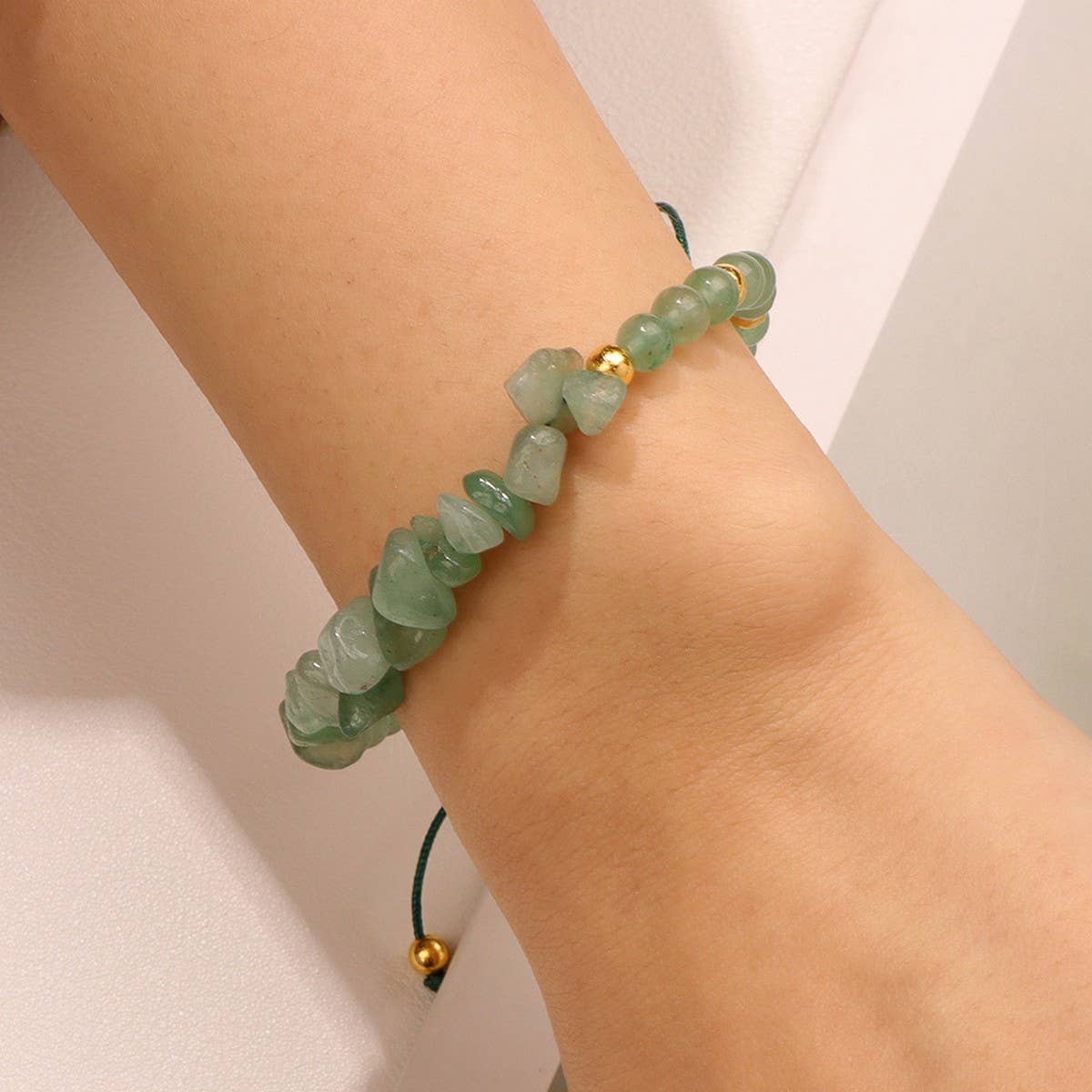 CWAJE4216_NATURAL STONE BEADS BRAIDED GRAVEL BRACELET