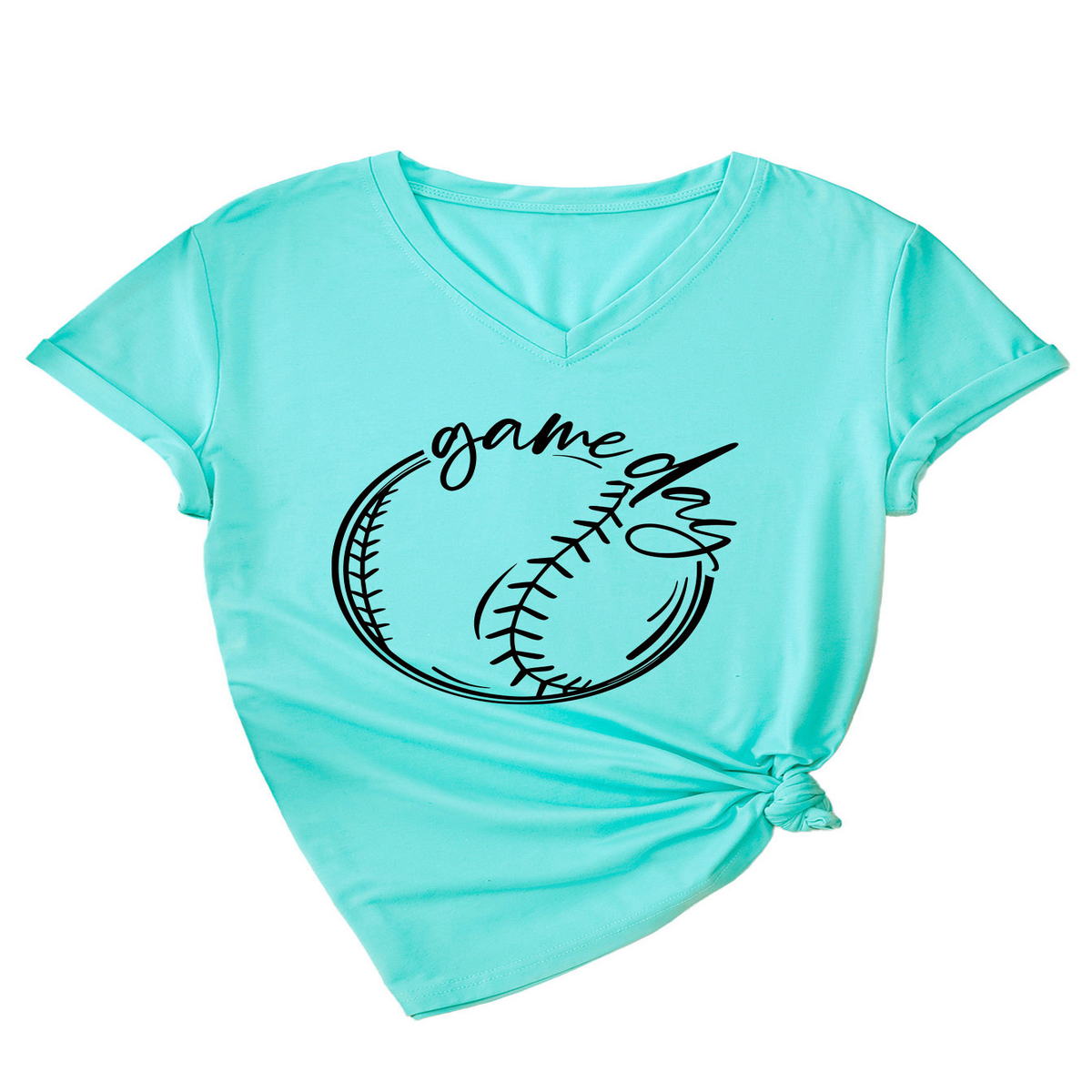 Casual Women?™s Tee ??Game Day V-Neck Design_CWTTS1535