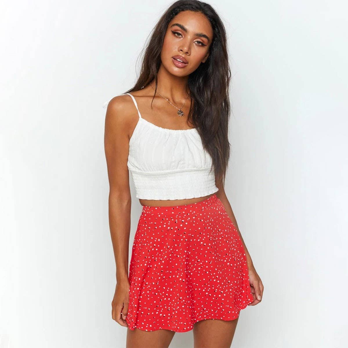 WOMEN'S FLORAL SKIRT CHIFFON PRINT SKIRT_CWAB4797