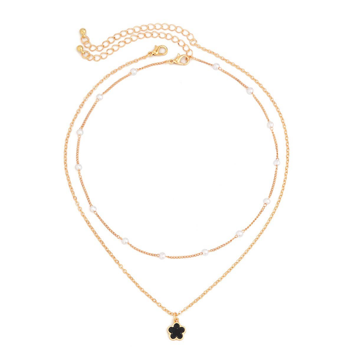 SIMPLE IMITATION PEARL BEADED FLOWER NECKLACE_CWAJE1133