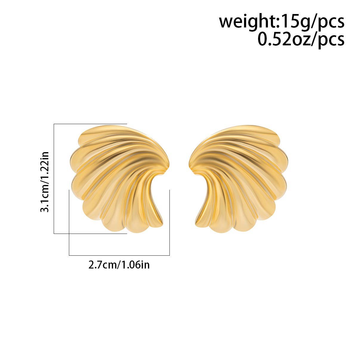 FASHIONABLE PUNK METAL STYLE GOLD EARRINGS