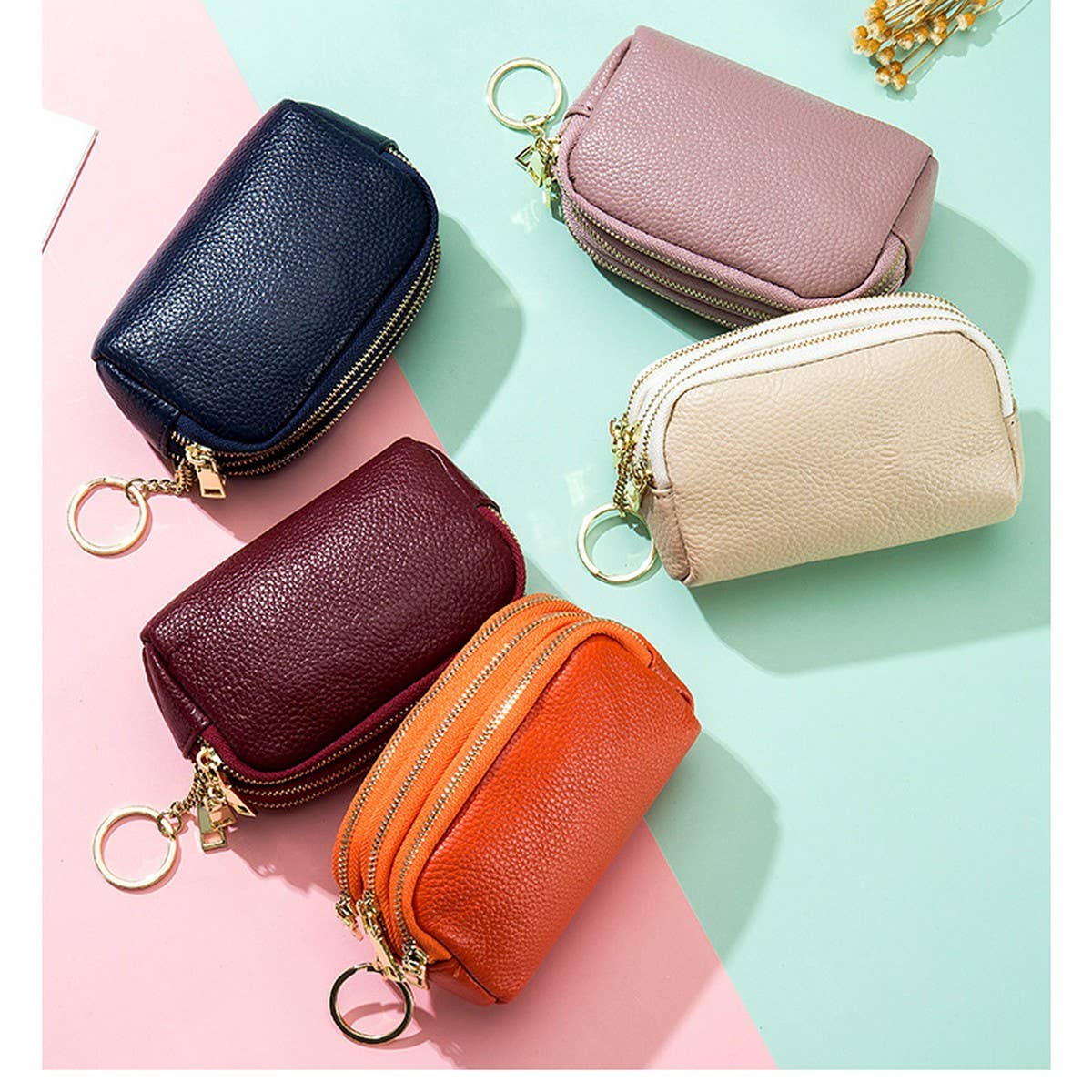 MULTIFUNCTIONAL HEADER COWHIDE MINI COIN PURSE_CWAB3893