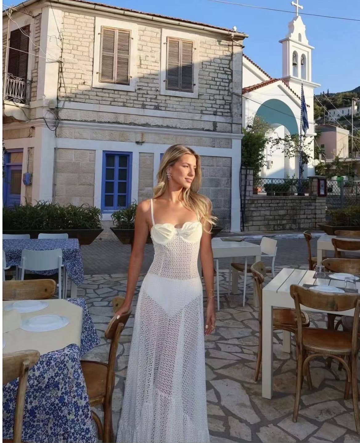 Floral Lace A-Line Sheer Strap Dress
