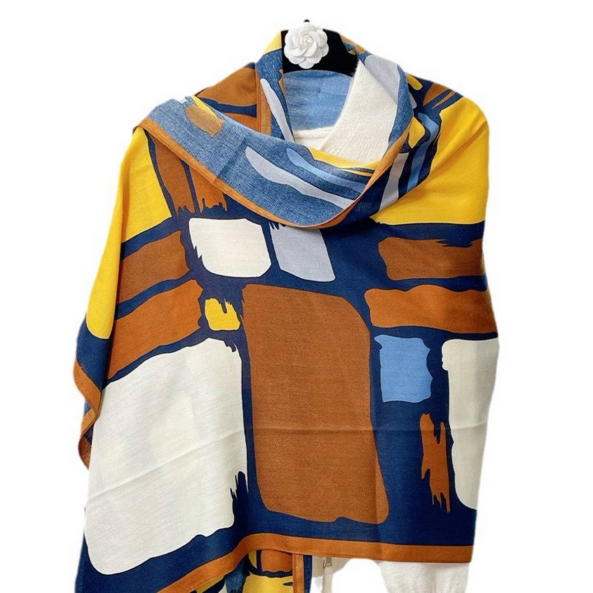 Cartoon Color Block Scarf ??Soft Faux Wool Shawl_CWASC0897