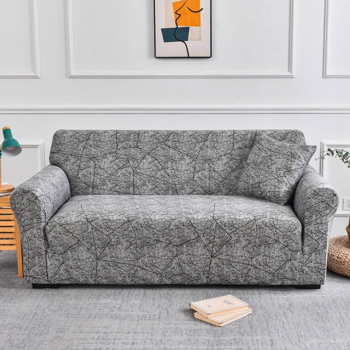 Stretch Sofa Cover, Solid Print, All-in-One Fit_CWMM8309