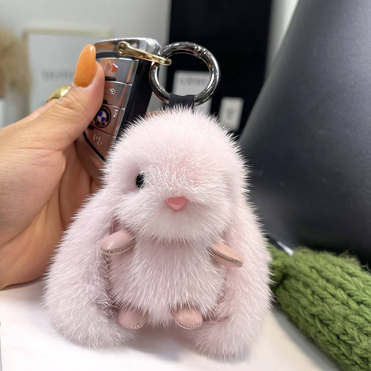 MINK FUR RABBIT BAG ORNAMENT HIGH-END KEYCHAIN