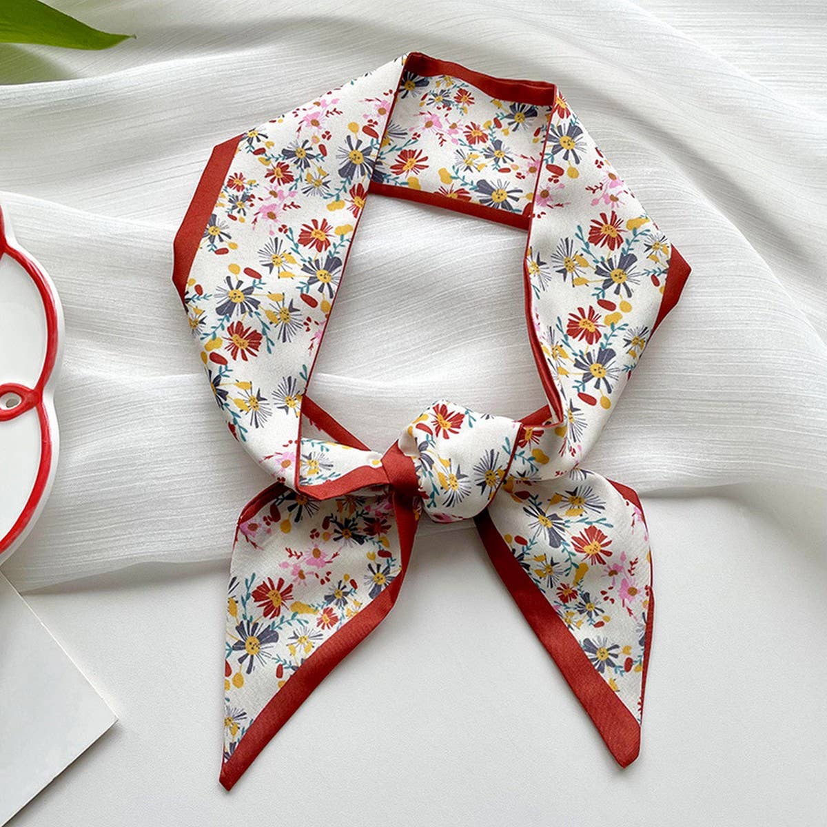 Red Skinny Twilly Scarf ??Hair Ribbon Accessory_CWASC1981