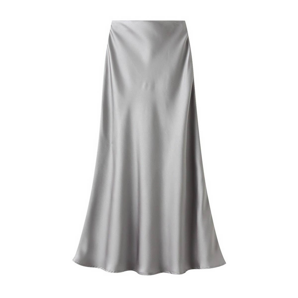 Silky High-Waist Fishtail Bodycon Midi Skirt