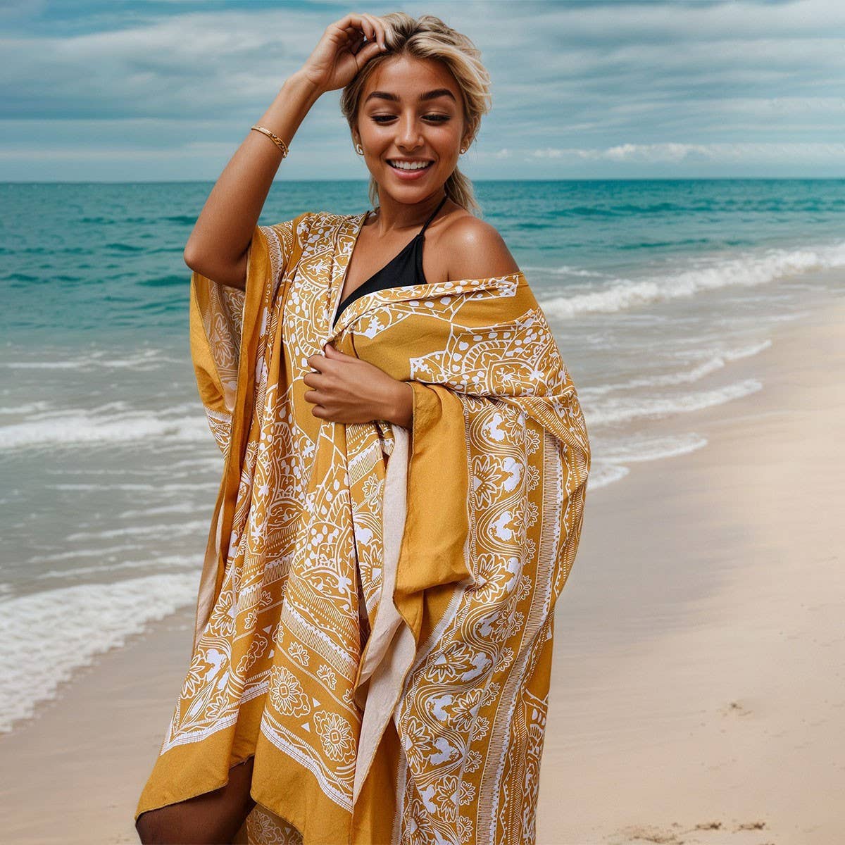 Vacation Floral Kimono Beach CoverUp BikiniCardigan