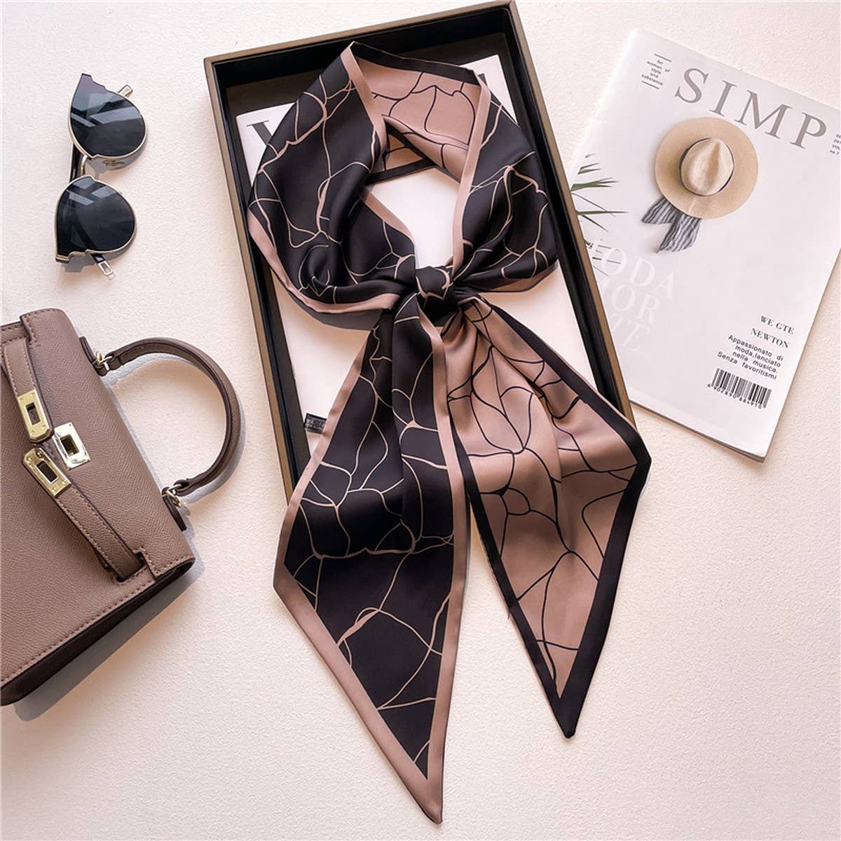 Skinny Silk Scarf for Hair, Neck or Bag Wrap_CWASC1512๐๏ธ