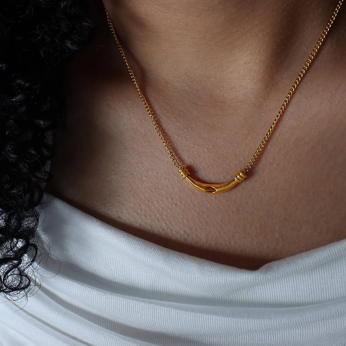 RETRO GOLD TITANIUM STEEL NECKLACE_CWAJE1077