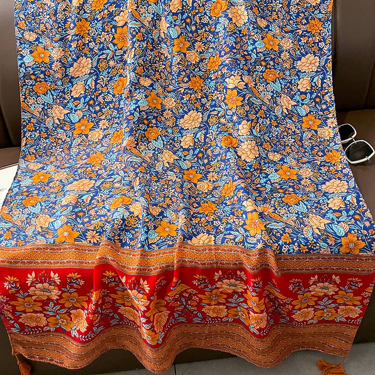 Boho Floral Colorblock Reversible Shawl for Summer_CWASC0621