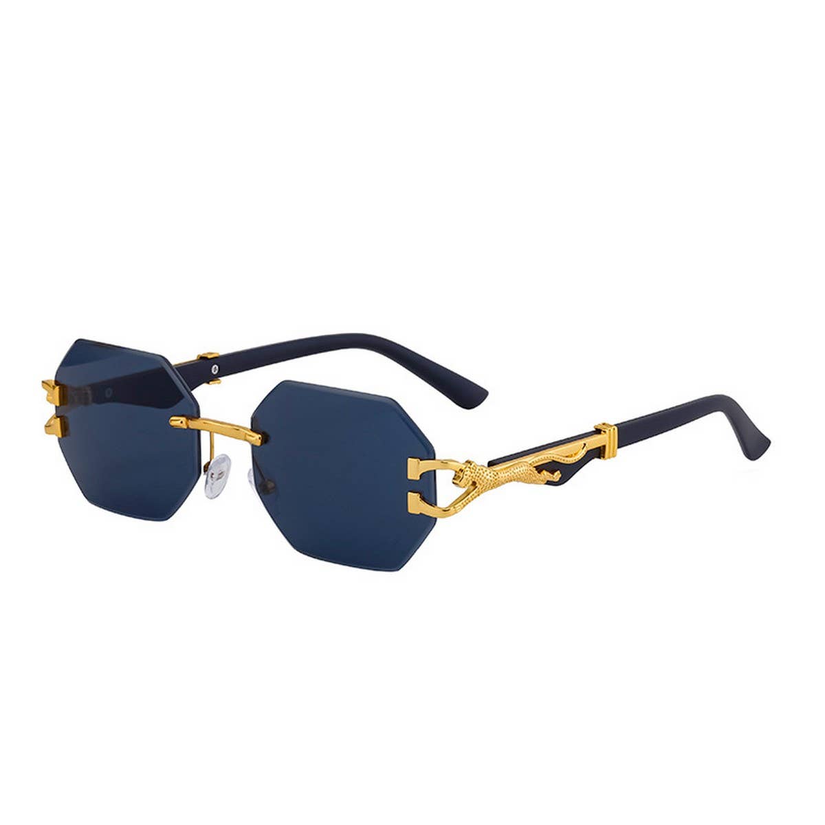 FAUX WOOD GRAIN LEOPARD TEMPLE SUNGLASSES