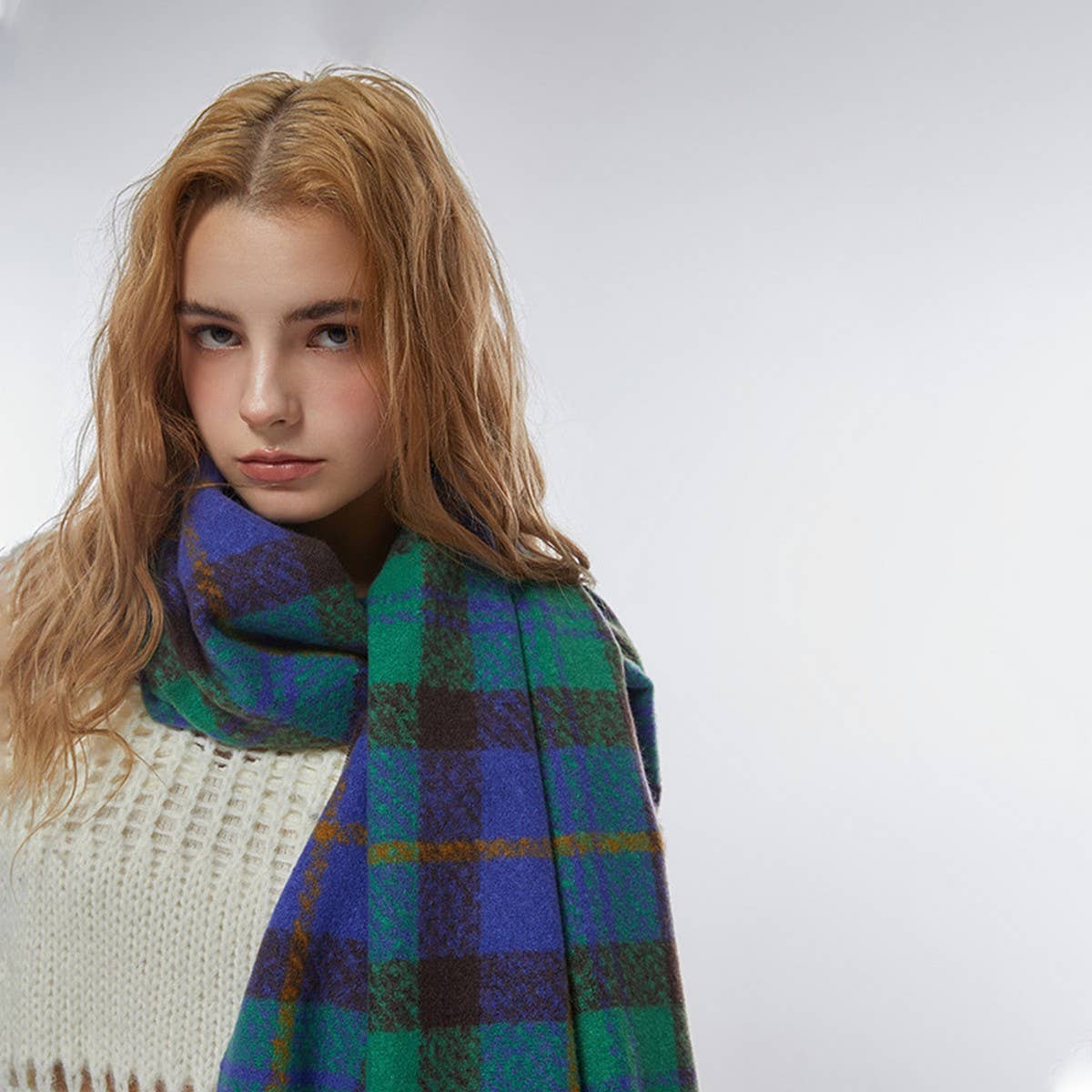 Vintage Plaid Scarf ? Soft Winter Wrap