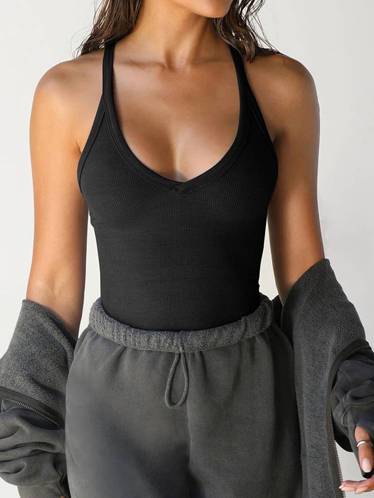 Y2K style sexy slim knit solid color thread vest