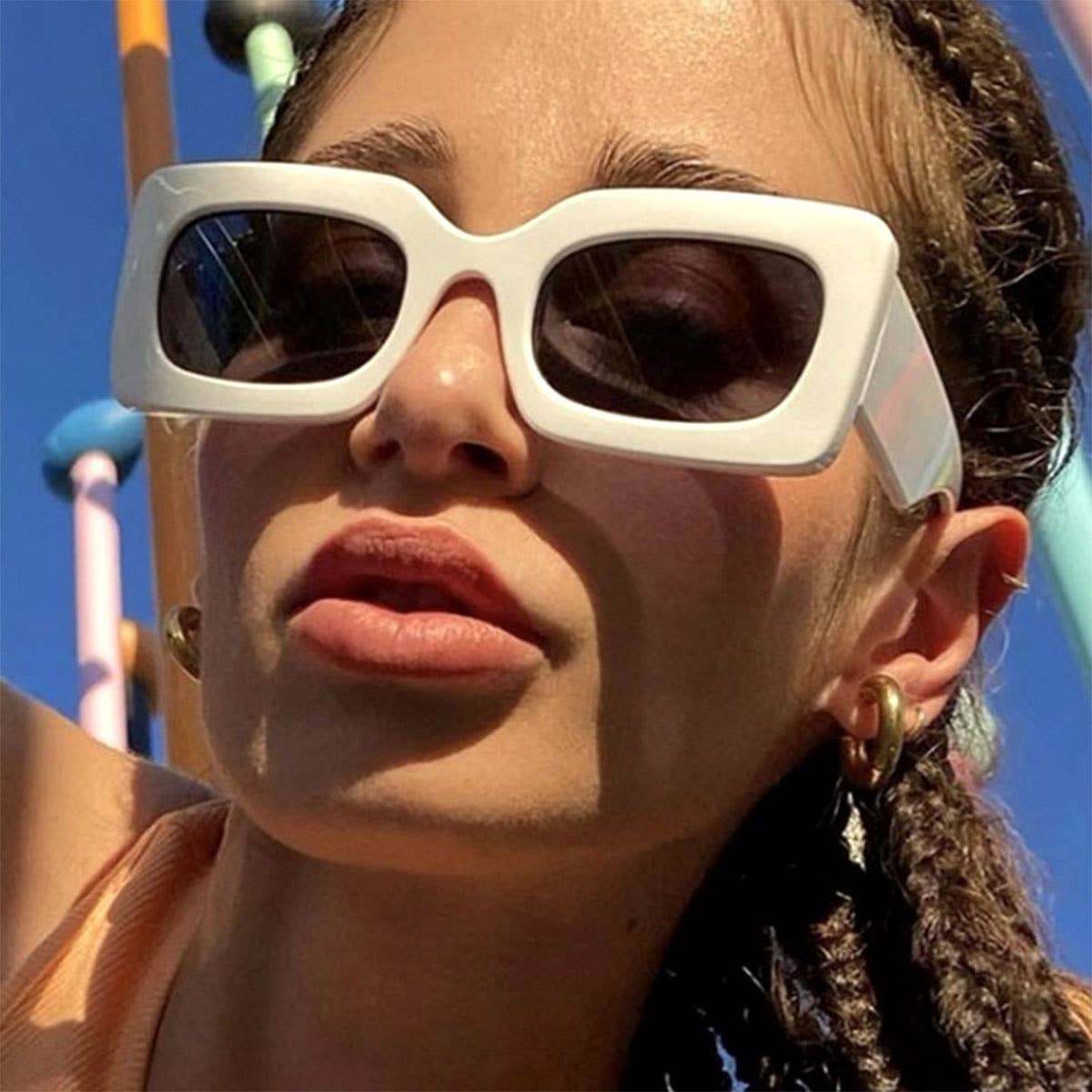 Trendy Small Square Jelly Sunglasses, Retro Style