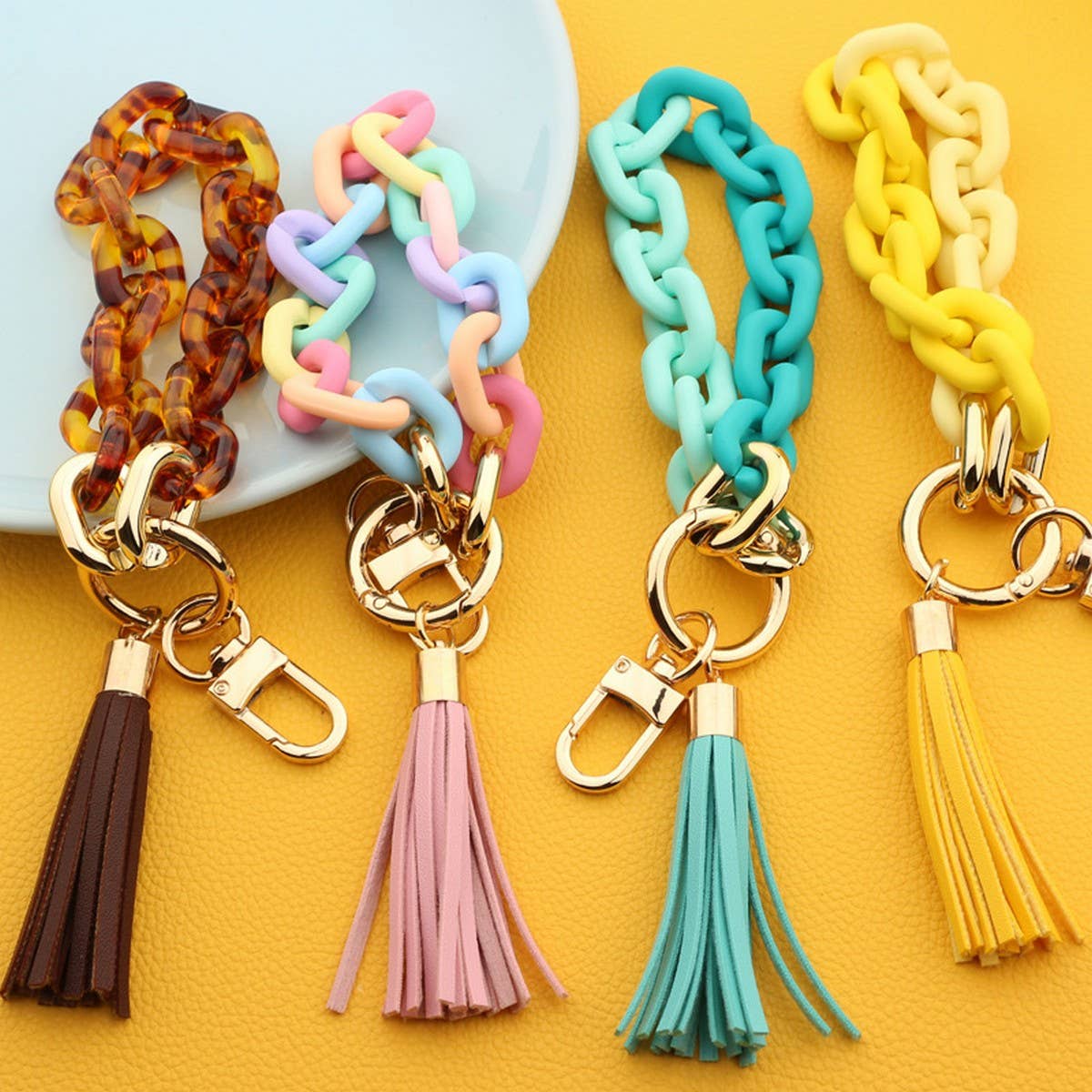 Acrylic Bracelet Keychain for Women,Colorful Beaded_CWAB5009
