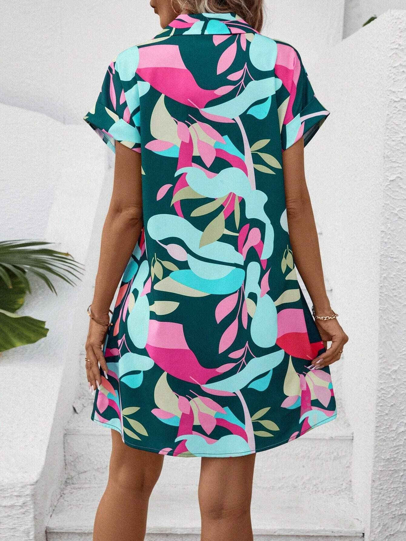 FLORAL PRINT CARDIGAN SHIRTDRESS