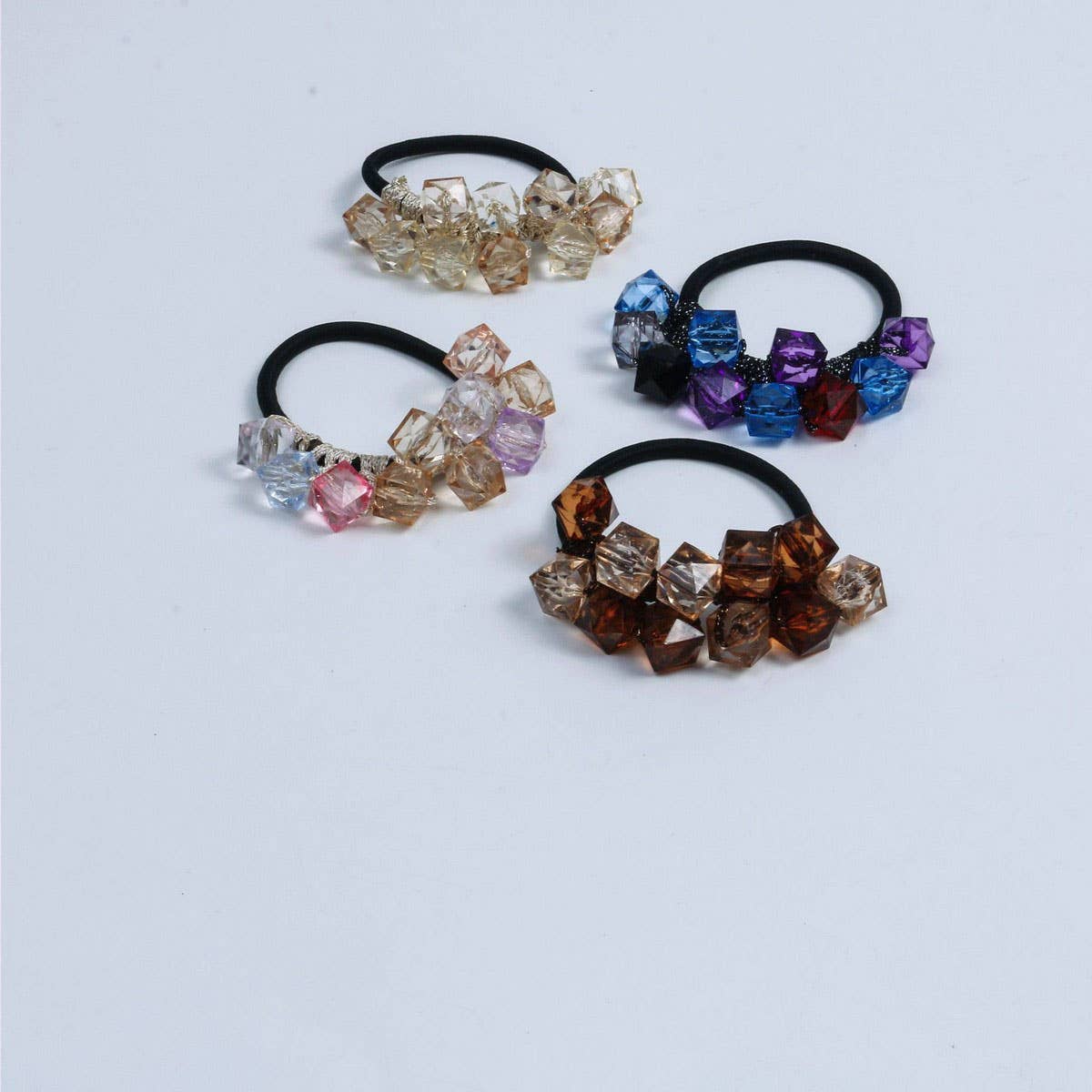 Fresh Clear Square Bead Hair Tie Cute Simple Band