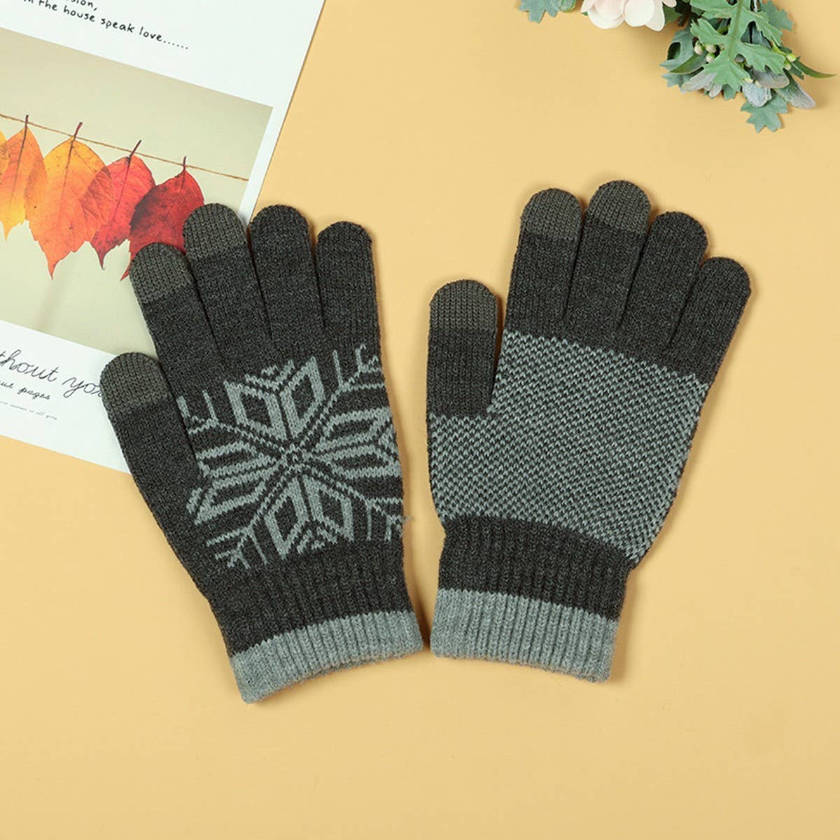 WINTER GLOVES OCTAGONAL FLOWER WOOL GLOVES_CWAG0172