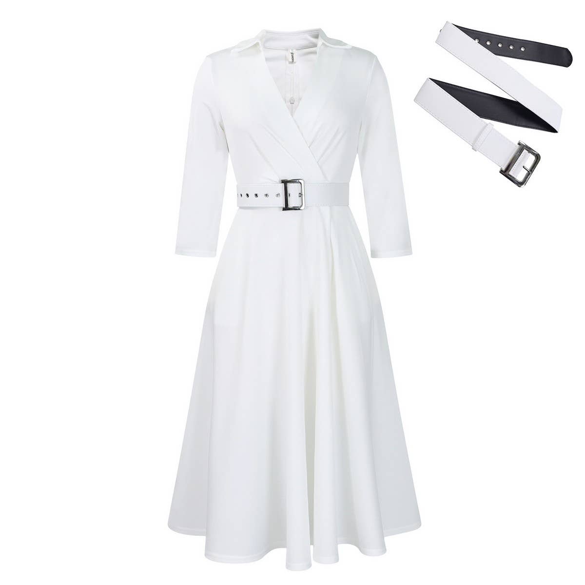 FASHIONABLE AND ELEGANT SOLID COLOR PLUS SIZEDRESS_CWDMD3659