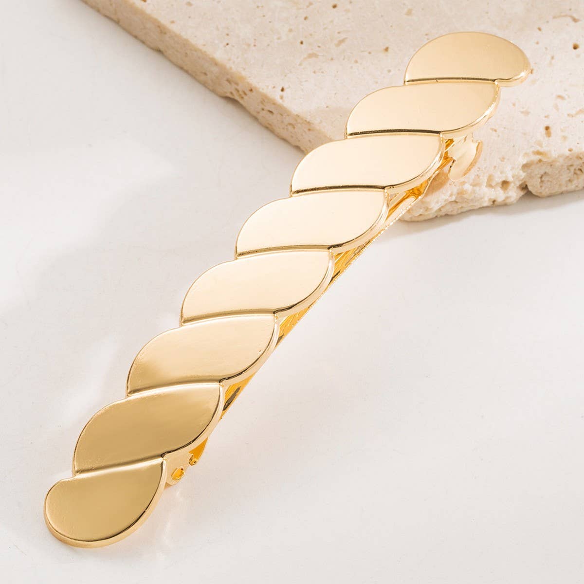 Sleek Beaded Metal Hair Clip for Braids & Buns_CWAHA6232