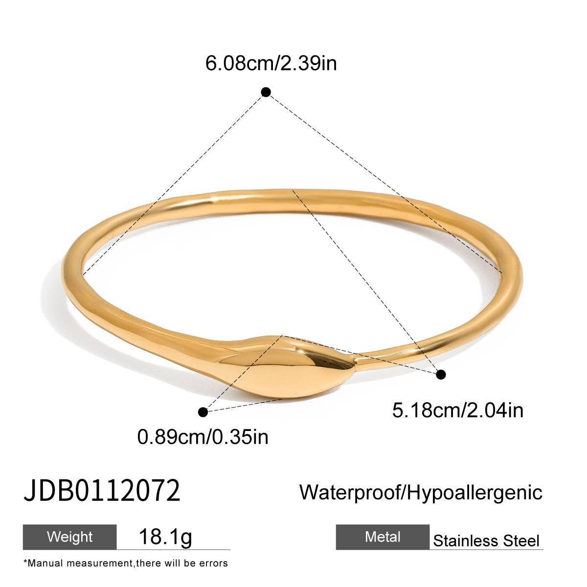 18K Gold Hammered Snake Cuff, Stainless Steel_CWAJE4753