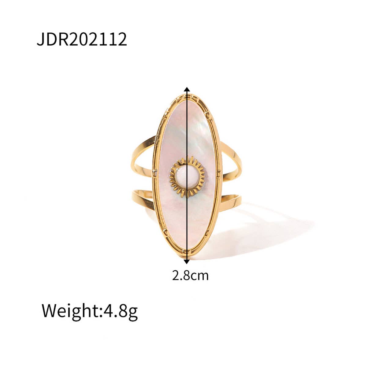 GOLD STAINLESS STEEL INLAID NATURAL STONE RINGS