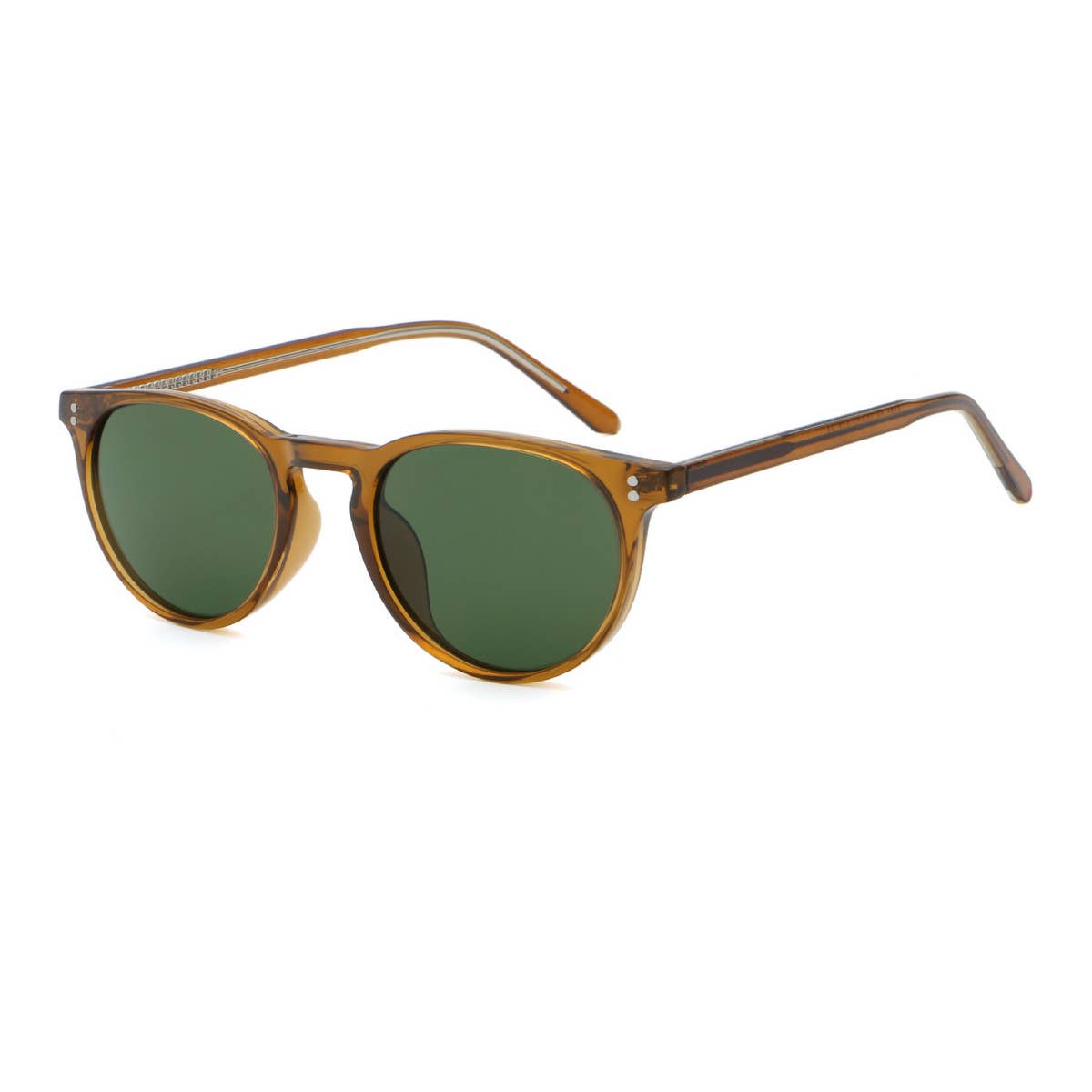 FASHIONABLE FAUX ACETATE ROUND FRAME SUNGLASSES